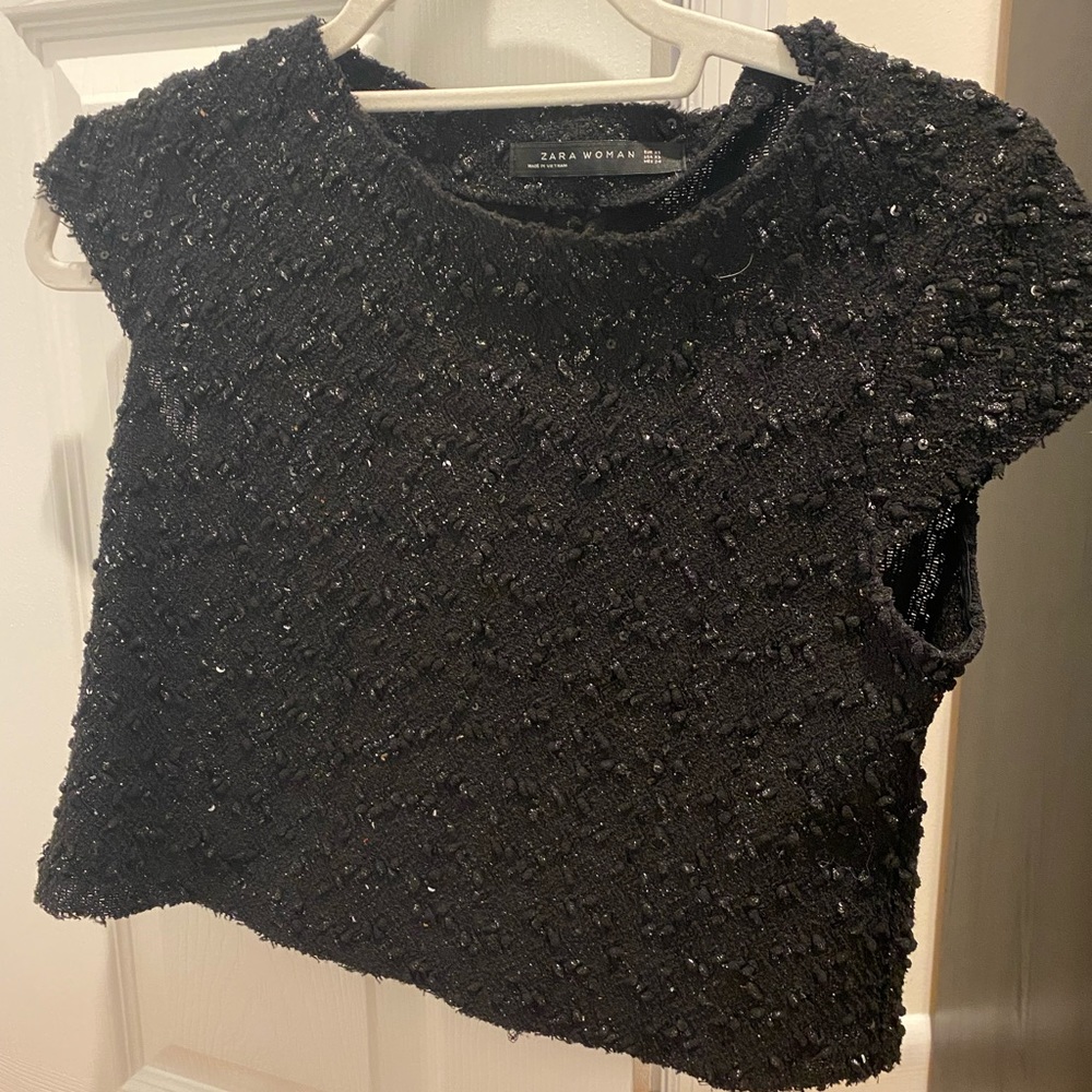 Zara metallic top Black XS